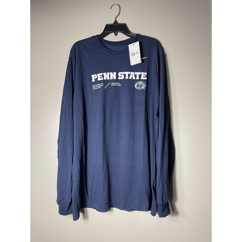 Penn State Nike Men's Long Sleeve T-shirt Navy Blue Size 2XL New NCAA College